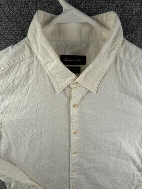 Massimo Dutti Men White Long Sleeve Button Up Shirt Tessuto Italiano Size M/L